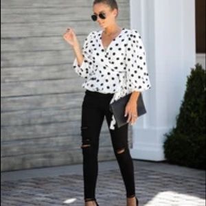 Grammar Polka Dot Wrap Blouse